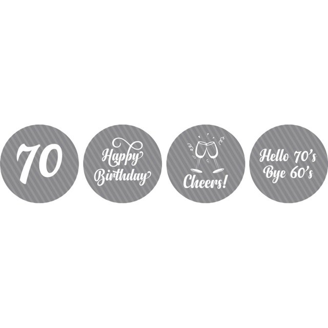 Darling Souvenir chocolate Labels DIY 190 Pcs Cheers 70th Birthday Theme Stickers-Gray