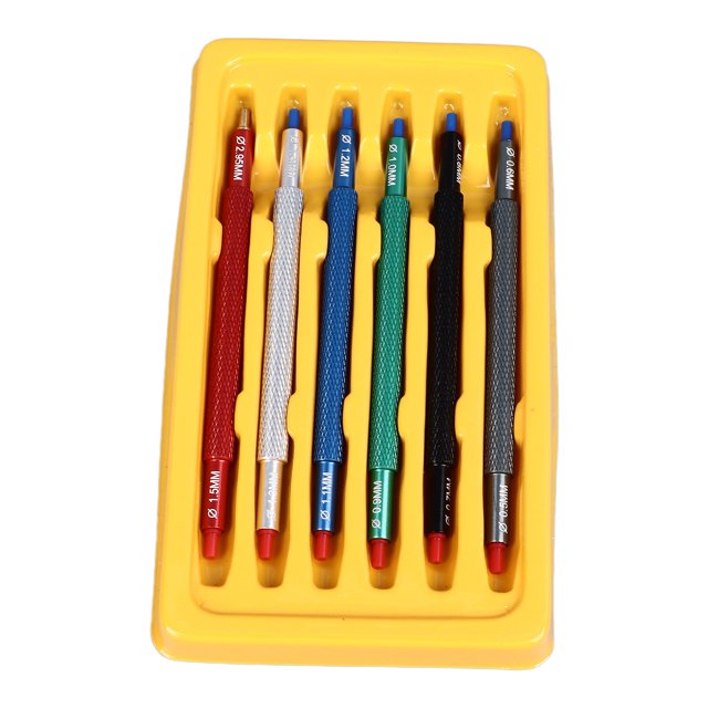 Juego de 6 uds de herramientas de reparación de relojes de pulsera, prensadores de mano de reloj de Metal, conjunto de ajuste de empujador