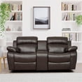 thumbnail image 2 of Lexicon Marille Faux Leather 2-Piece Manual Reclining Sofa Set in Brown, 2 of 17