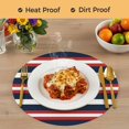 thumbnail image 4 of Red Navy Blue Striped Round 13 Inch Placemats Set of 2, Contemporary Minimalist Aesthetic HeatResistant Non Slip Place Mats for Dining Table, Wipeable Braided Kitchen Table Mats for Housewarming, 4 of 9