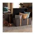 thumbnail image 6 of HomeStock Asian Fusion Modern and Contemporary Transitional Dark Brown Fabric Upholstered and Oak Brown Finished 2-Piece Storage Trunk Set, 6 of 7