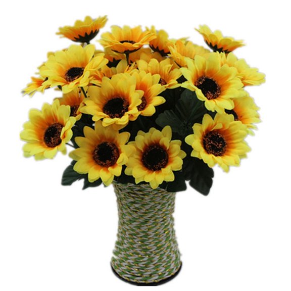 4 Bunches 7 Heads Fake Sunflowers Silk Flowers Pu Material, for Table Centerpieces Coffee Table Decor Home Indoor Wedding, Realistic Vibrant Color Low Maintenance Artificial Sunflowers