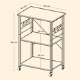 thumbnail image 4 of VASAGLE Estantería de Cocina con Ruedas, Estantería para Microondas, Carrito de Servicio de 3 Niveles, Horno, Tostadora, Marco de Metal con 6 Ganchos, Industrial, Marrón Rústico y Negro, 4 of 6