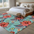 thumbnail image 4 of Non-Slip Rug Pad Rugs Abstract Ethnic Floral Texture Rectangle Area Rugs 5x7Ft Soft Carpet Pads for Living Room Kids Room, Vintage Turquoise Backdrop, 4 of 9
