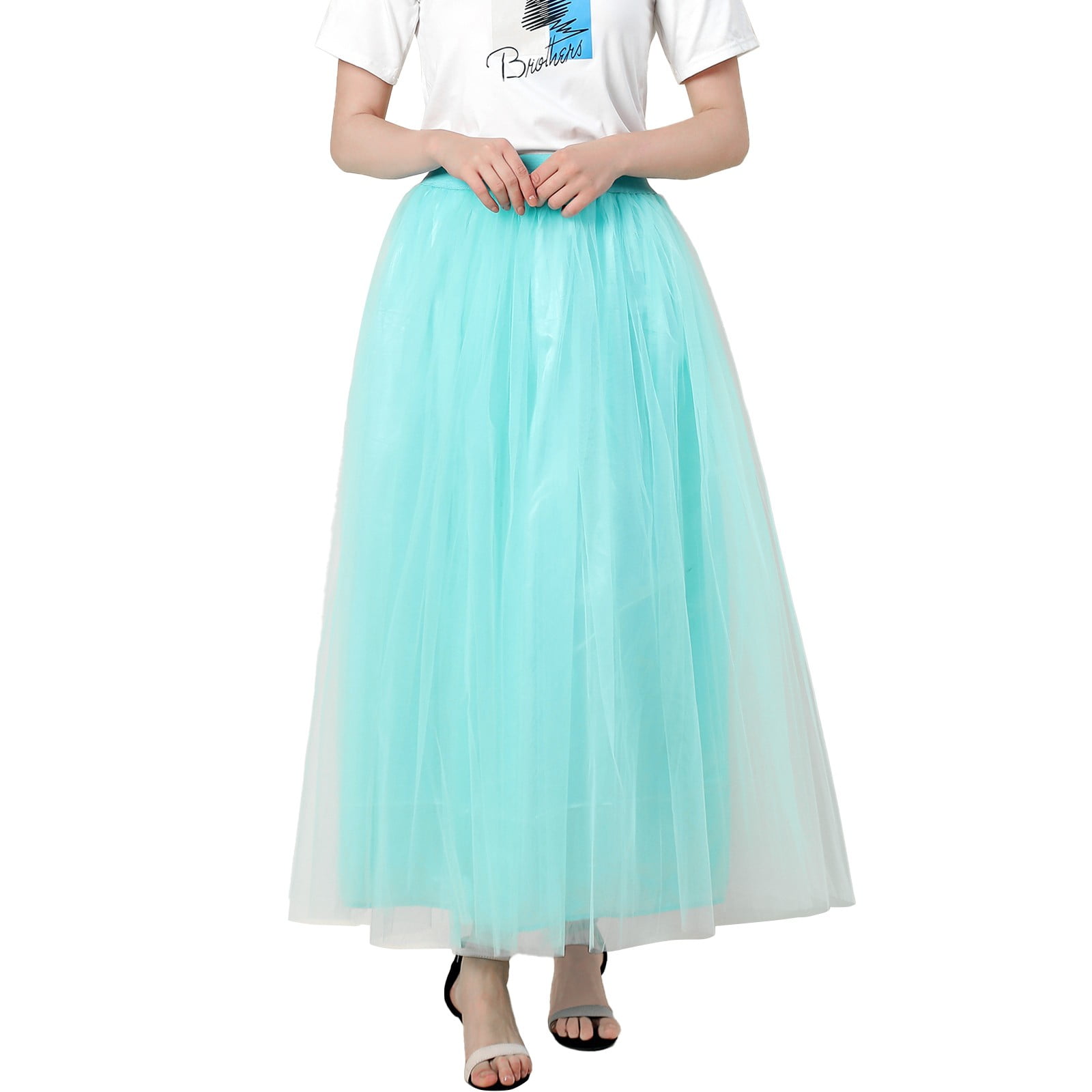 CLZOUD Casual Dresses for Summer Mint Green Women Plus Size Mesh Tulle Skirt Pleated Mesh Skirt - Walmart.com