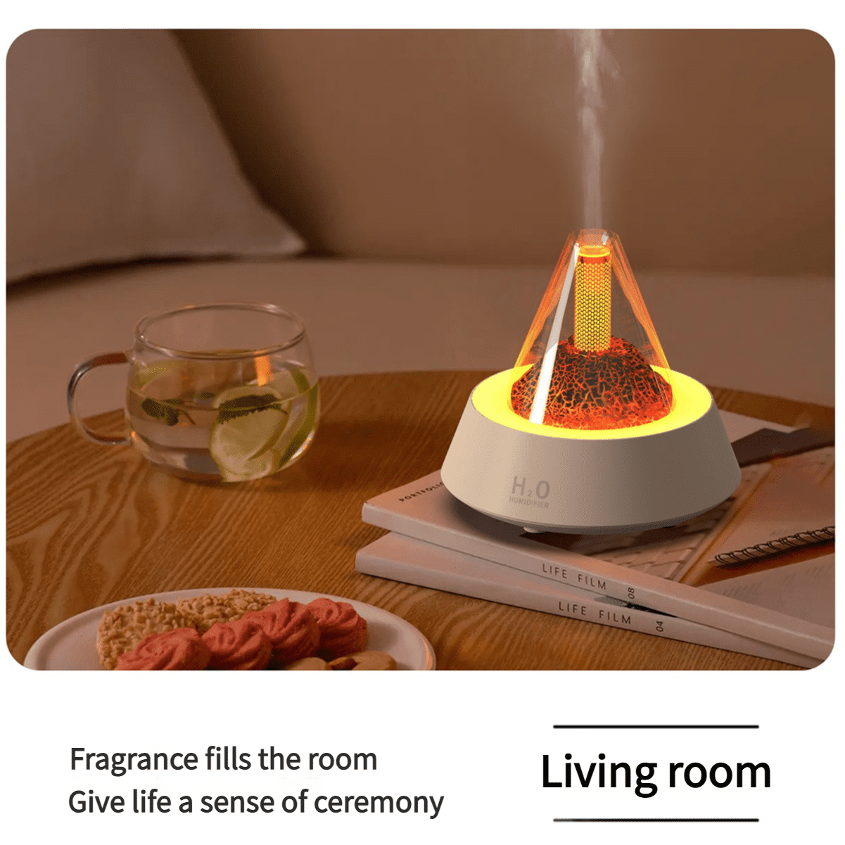Volcanic Humidifier Essential Oil Diffuser LED Lava Lamp Aroma Diffuser Home Decor