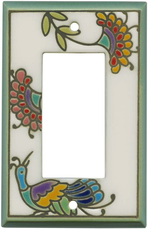 Switch Hits Fantasy Bird White Ceramic GFCI Rocker Switch Plate