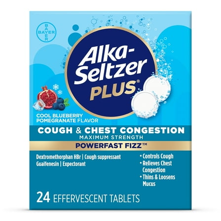 Alka-Seltzer Plus Powerfast Fizz Cough & Chest Congestion Medicine, Effervescent Tablets, 24 Count