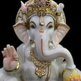 thumbnail image 5 of Ganesha Murti Statue 24 inches Gold Leaf Work Ganpati Figurine Marble Ganapati Idol Vinayak Deity Ganesha Statue Marble Large Big White Elephant Head God Home Decor Gift Sculpture Home First Ganesha, 5 of 11