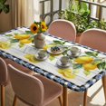 thumbnail image 3 of Yellow Lemon Table Cloths for 5 Foot Rectangle Tables, Wooden Summer Botanical Black White Checkered Patio Waterproof Elastic Fitted Tablecloths, Washable Rectangular Table Cover for Camping, 3 of 8