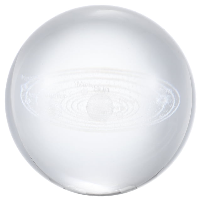 3D Solar System Crystal Ball Clear Planet Educational Ball Cosmic Model Engraved Glass Ball Sphere for Home Living Room Office Decor