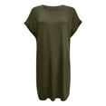 thumbnail image 6 of Casual Dresses For Womens Summer Solid Color Crew Neck Short Sleeve Pockets Loose Casual Shirt Dress Streetwear, 6 of 7