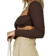 thumbnail image 5 of Dewadbow Women Rib Knit Crop Tops Long Sleeve Square Neck Stretchy Blouse, 5 of 6