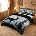 thumbnail image 2 of meiyoeat Jungle Animal Deer Duvet Cover Queen For Kids,Rustic Farmhouse Cabin Queen Bedding For Boys,Black Reversible,3pcs(No Comforter), 2 of 6