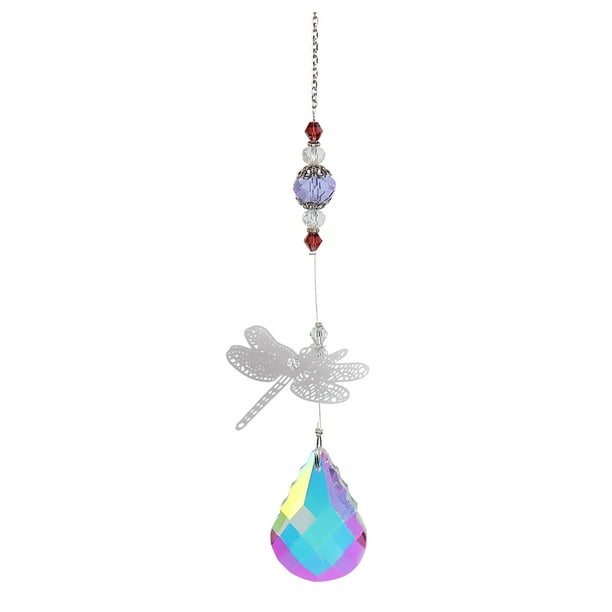 Sywqhk Crystal Wind Chimes Chandelier Rainbow Dragonfly Beads Hanging Decor (2) Sywqhk Para estrenar