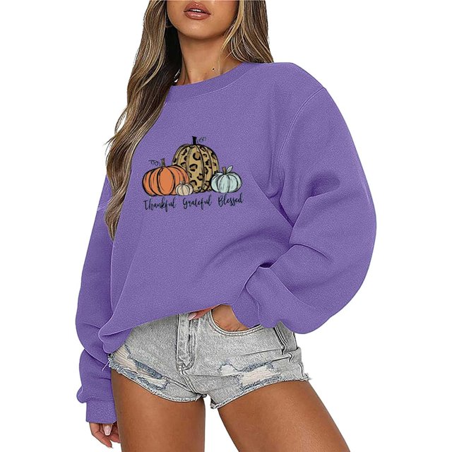 Wolfast Hauts à Manches Longues pour Femmes Mode Décontractée Femmes Chandail en Molleton Imprimé Col Rond Manches Longues Blouse