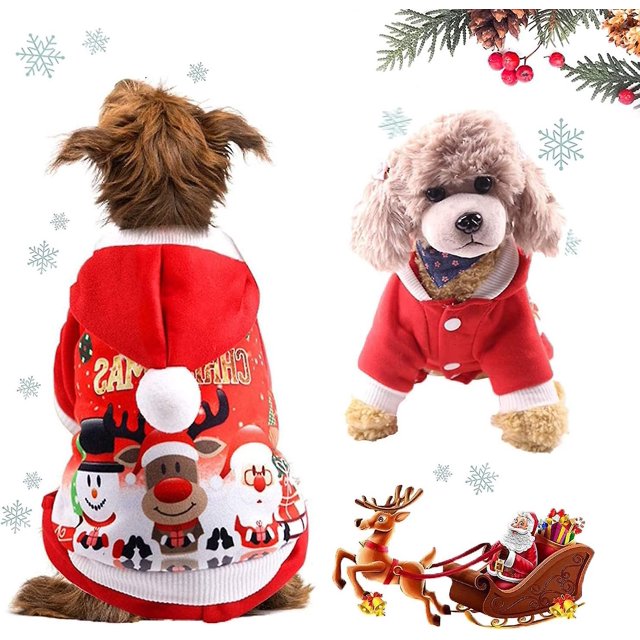 nol Chien Vtements, Vtements De Chien De Nol Pour Petits Chiens Nol Cratif Chien Costume, De Compagnie D'hiver Capuche Manteau(m)