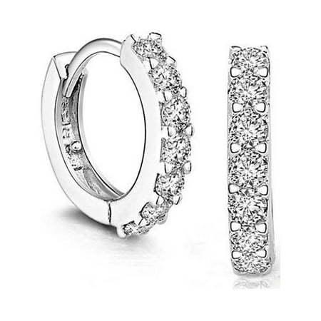 925 Sterling Silver Hoop Earrings Diamond Hoop Earrings Jewelry Gift for Women Girls