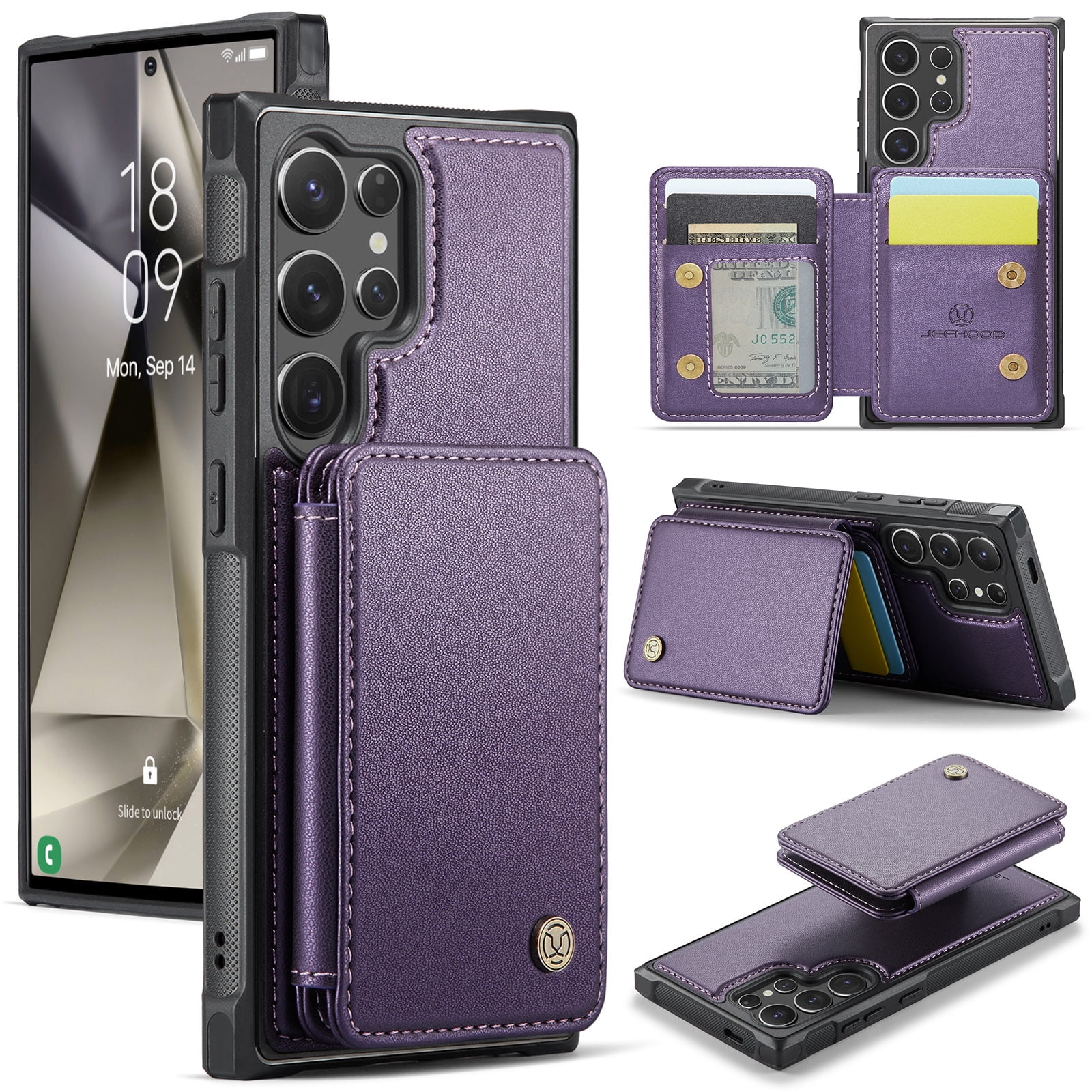 TECH CIRCLE for Samsung Galaxy Note 20 Ultra 5G Case 6.9", PU Leather Back Cover Case with A Removable Magnetic Wallet with Stand Function, RFID Blocking Credit Card Slots, Lightweight Case, Purple