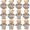 thumbnail image 1 of 12 Pack Stuffed Animal Bears, Mini Couple Bears in Burlap Clothes Animal Toys Small Stuffed Teddy Bears for Christmas, 1 of 5