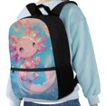 thumbnail image 4 of Uourmeti Cartoon Axolotl Large Capacity Large Capacity Backpack, 17 Inchs Spacious Interior School Backpack Multiple Pockets Student Bookbag for Boys, 4 of 6