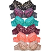 Womens 6 Pack of Everyday Plain, Lace, D, DD, DDD Cup Bra -Various Style 4161L3D4, 40DD