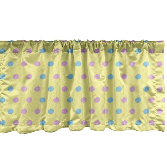 Ambesonne Pink Polka Dots Window Valance, Repeating Blots, 54" X 18", Yellow Multicolor