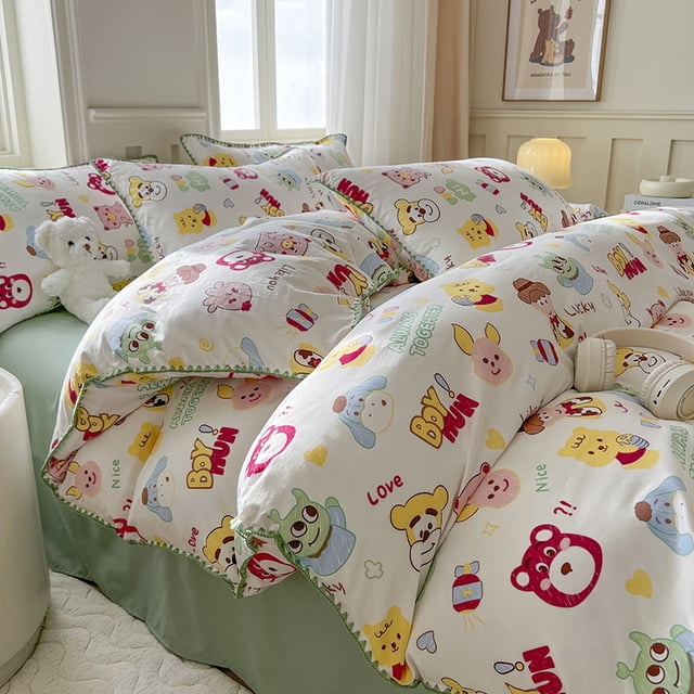 French Style Cherry Bedding Set for Girls Bed Sheet Quilt Cover Pillowcase Bed Linens Comforter Sets Soft Cotton이불세트 이불커버세