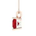 thumbnail image 3 of 2.5 ct Brilliant Princess Cut Solitaire Ruby 14k Rose Solid Gold Everyday Affordable Designer Necklace Pendant with 16" Chain, 3 of 6