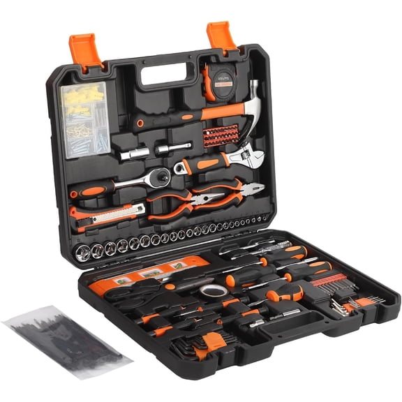 247 Piece Home Repair Tool Kit, General Household Home Repair Tool Set, General Mechanic Hand Tool Set, Household Tool Kit with Plastic Toolbox Storage Case, Perfect for Homeowner, Diyer, Handyman