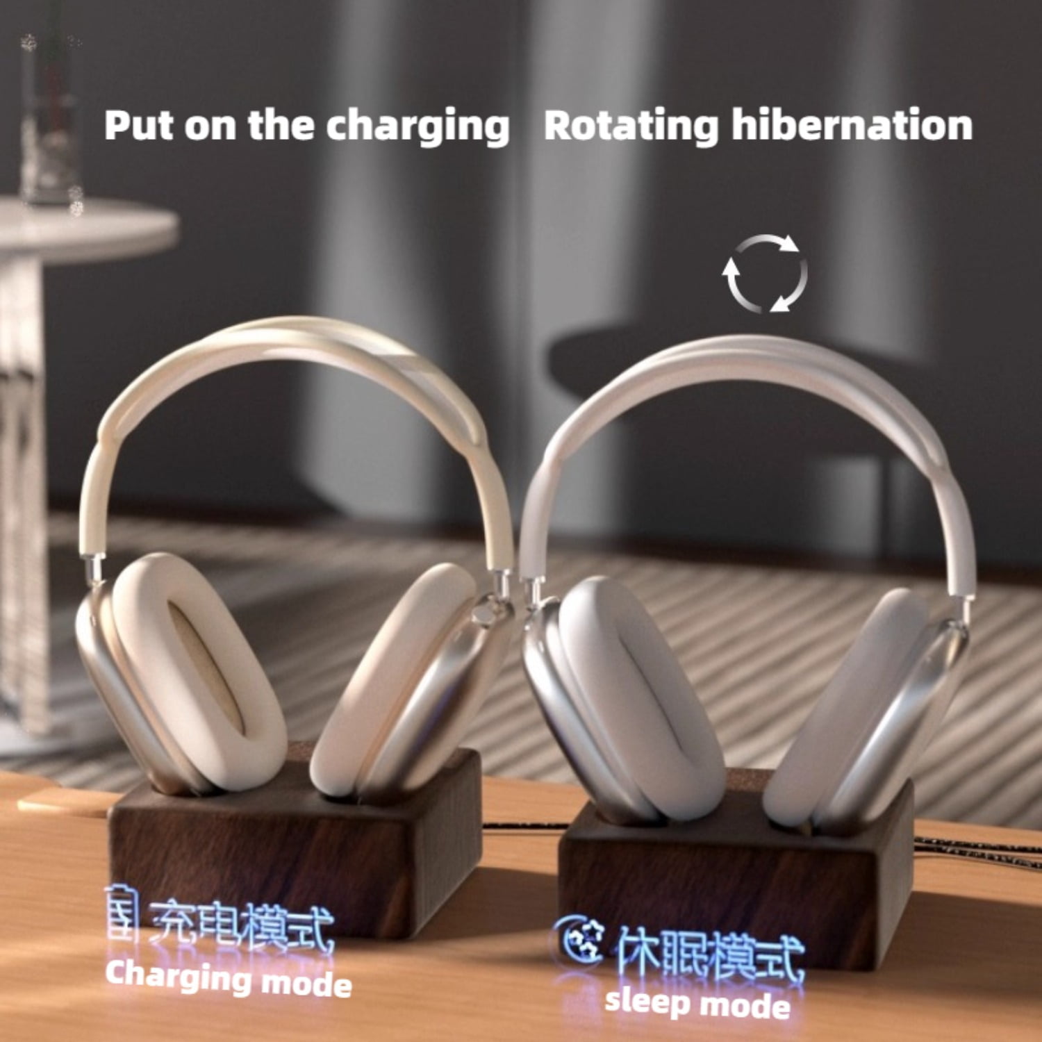 Magnetic Wireless Charging Dock for AirPods Max, Charging Stand with Sleep Mode Headphone Holder