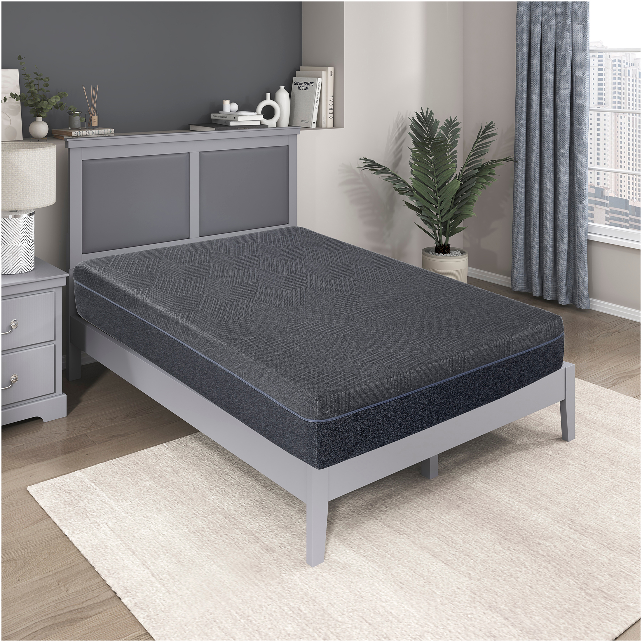 JERFIT 11 Inch King Size Mattress, Dark Gray Green Tea Infused Memory Foam Mattress in a Box, CertiPUR-US Certified, Pressure Relief Support