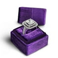 thumbnail image 3 of Cushion Cut Diamond Engagement Ring, Double Halo Diamond Ring, Dual Row Pave Set Shank Diamond Ring, Solitaire With Accents Diamond Wedding Ring, 14K White Gold Plated, 2.6 Ct Simulated Diamond, 3 of 3