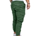 thumbnail image 6 of Men Casual Solid Color Pockets Waist Drawstring Ankle Tied Skinny Cargo Pants, 6 of 7