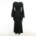 thumbnail image 6 of Gothic Halloween Dress Women's Sheath Witch Vintage Batwing Sleeve V Neck Long Mermaid Formal Gown Evening Dresses, 6 of 10