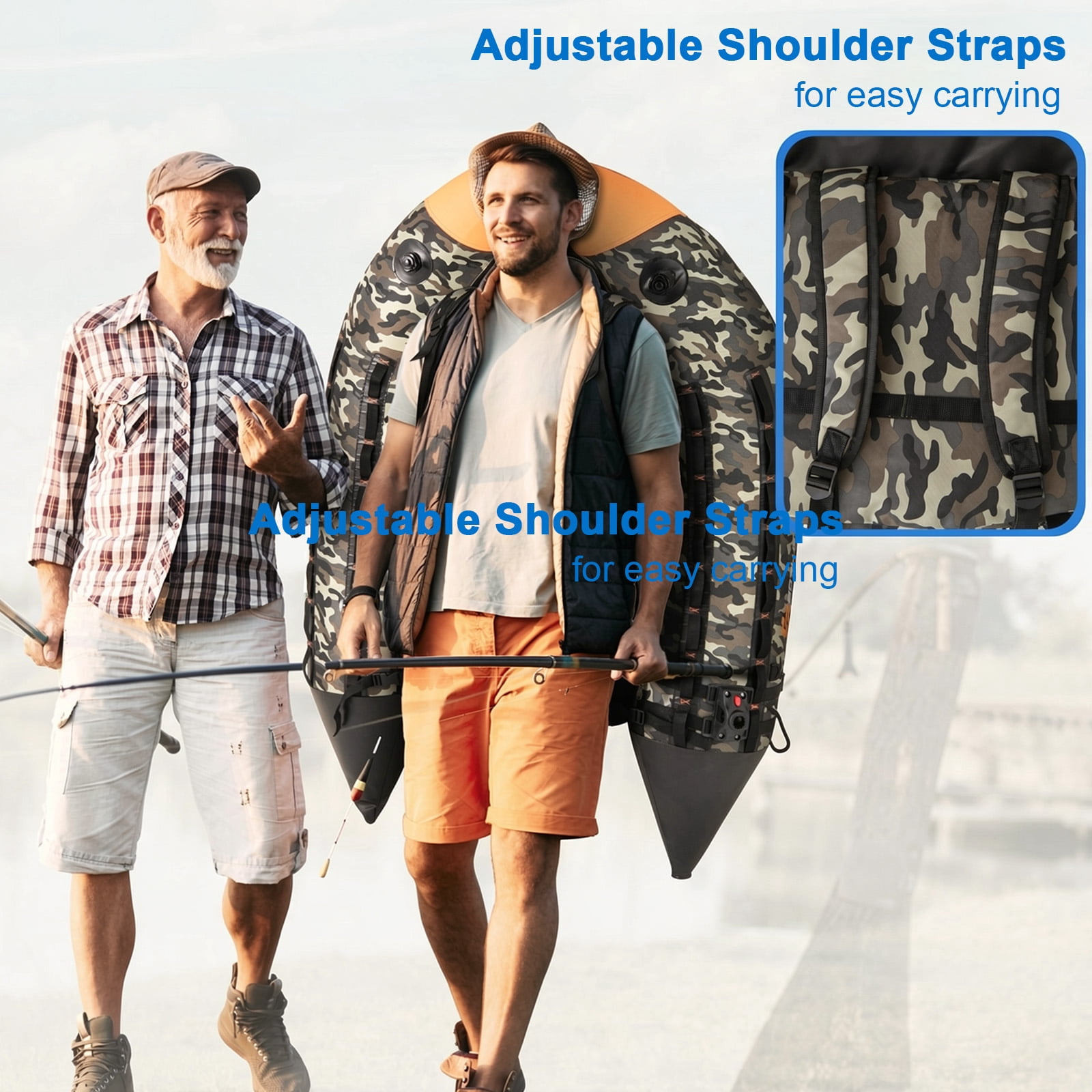Airfind Inflatable Fishing Boat with 3 Storage Boxes-Camo