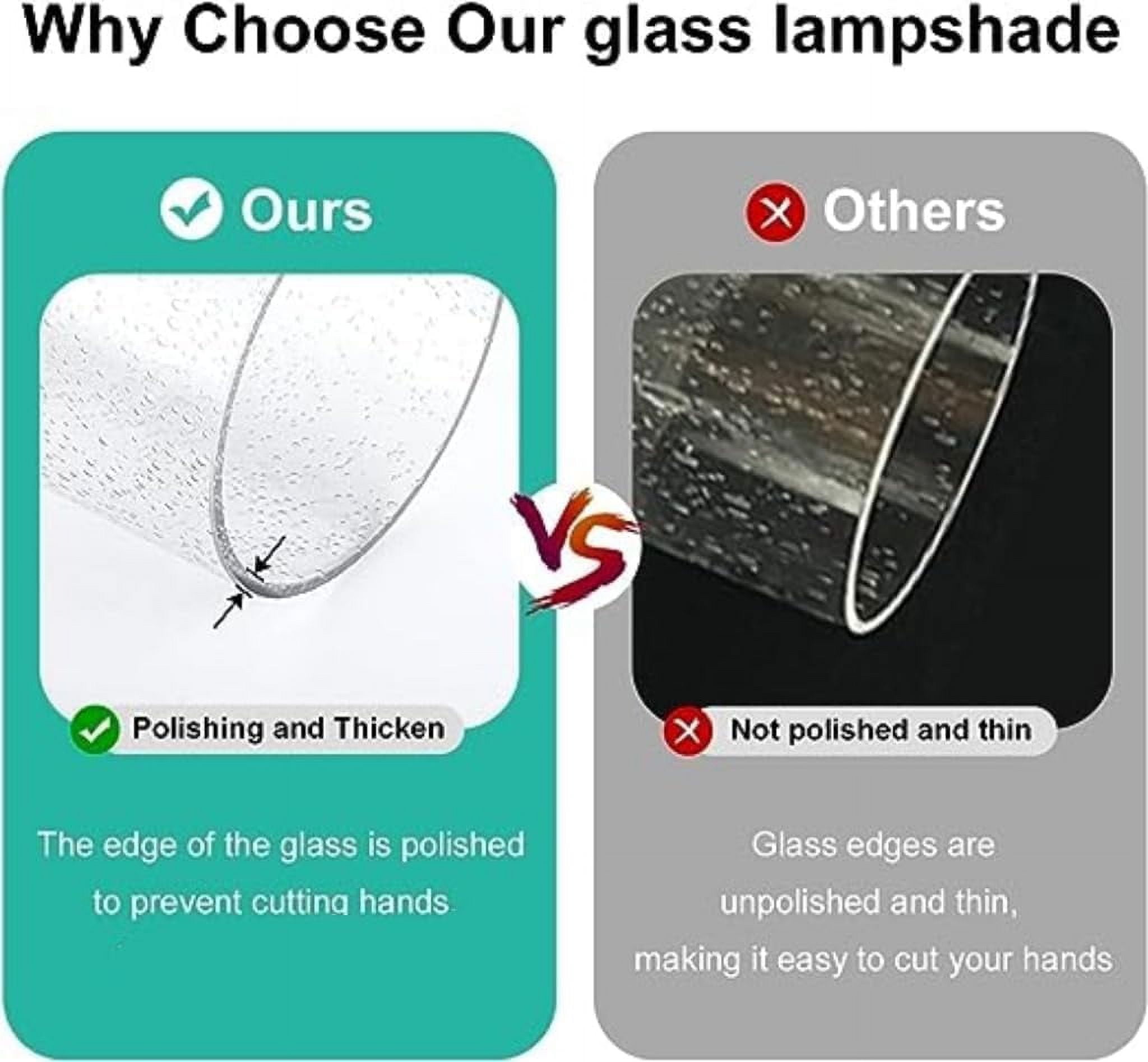 1 Pack Seeded Glass Shade Clear Glass Lamp Shade Replacement Glass Shade for Pendant light, Floor lamp, Desk lamp,Wall Sconces and Bathroom Vanity lights.1-5/8-Inch Fitter Opening