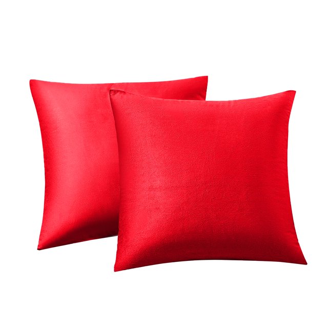 Fundas decorativas para cojines RainRoad de terciopelo rojo navideño 46x46 cm paquete de 2