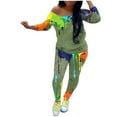 thumbnail image 2 of Kiplyki Wide Leg Pants Womens Loose Graffiti print off-shoulder plus size top and pants, 2 of 7
