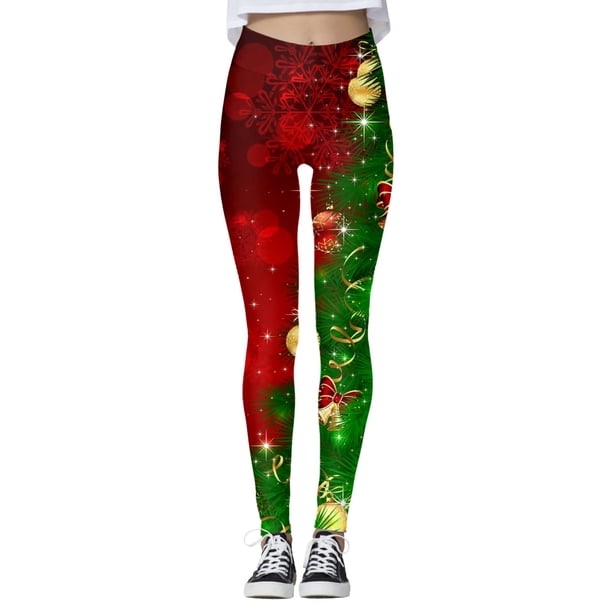 Gibobby Pantalones de yoga Mujer Impresión digital 3D Navidad Leggings Pantalones para yoga Correr Gimnasio Pantalones de yoga Medias Compresión Yoga Correr Fitness(Rojo de la sandía,M)