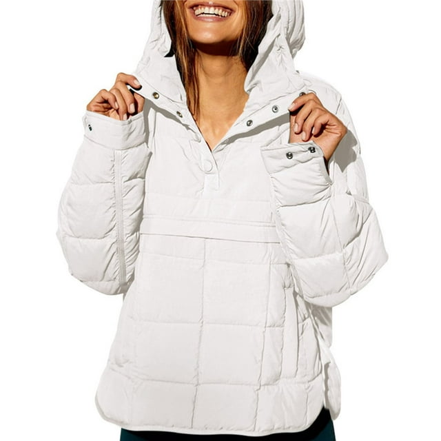 Chaqueta Acolchada Oversize para Mujer, Estilo Dolman, con Capucha, Larga, Cálida y Estilo Top S