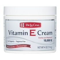 De La Cruz Vitamin E Cream Fragrance Free 10,000 IUs, Face and Skin Moisturizer 4 oz Jar
