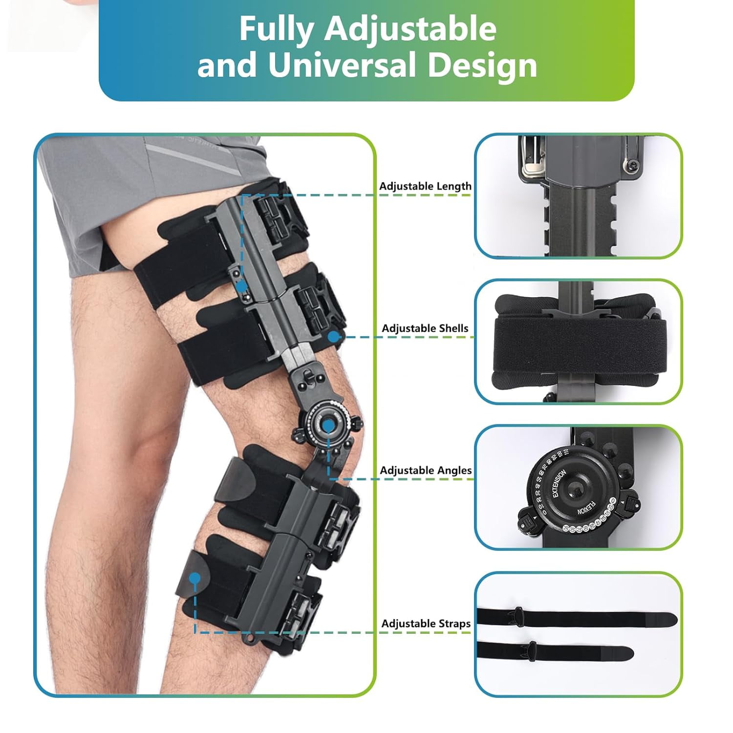 Insunen Hinged Knee Brace for After Surgery Support, Post Op Knee Immobilizer for ACL, MCL, PCL Injure, Meniscus Tear, Preventive Protection & Relief from Knee Joint Pain, for Women and Men