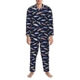 thumbnail image 3 of Honeii Sardine Pattern Mens Pajamas Set,2pcs Men's Lounge Long Sleeve Sleep Shirt and Pajama Bottoms Sleepwear Set,Mens Pjs Sets-X-Large, 3 of 7