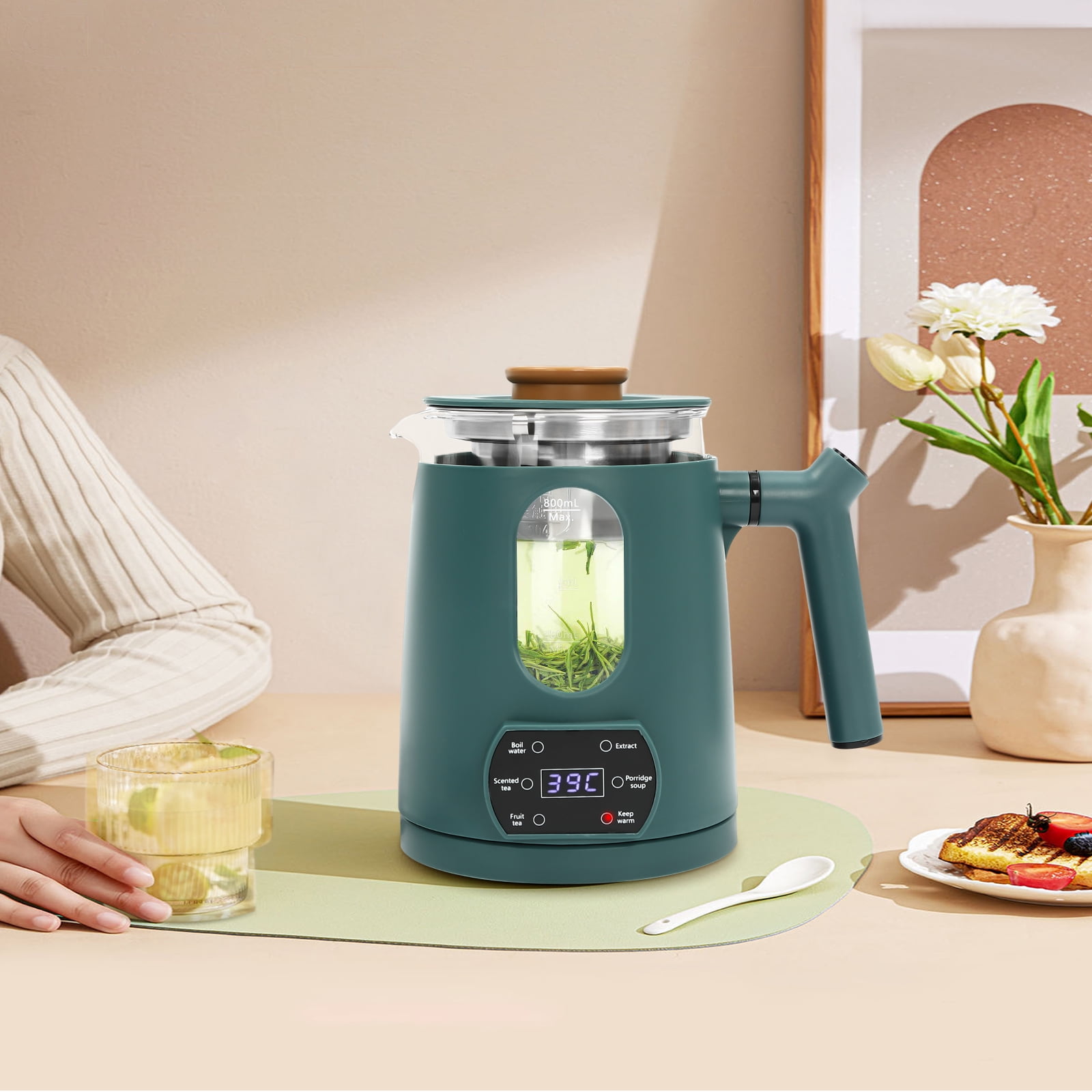 Temperature Control Electric Tea Kettle, 600W Electric Kettle 140℉ Water Warm Water Boiler & Heater 27oz Multi-functional Electric Teapot With Digital Display