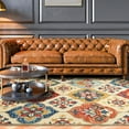 thumbnail image 7 of Geometric Floral Eclectic Modern Bohemian Handmade Wool Indoor Area Rug, Cream-Rust, 4' x 6', 7 of 7