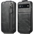 thumbnail image 3 of Zipper Wallet Case for Google Pixel 6A with Card Holder Slot, PU Leather Adjustable Kickstand Flip Handbag Phone Cover for Google Pixel 6A SDLL Black, 3 of 7