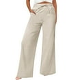 thumbnail image 2 of BILIKEYU Women's Casual Cotton And Linen Wide Leg Pants with Pockets High Waisted Trousers, Women's Pants, Elastic Waist Pants for Women, Boho Pants for Women, 2 of 6