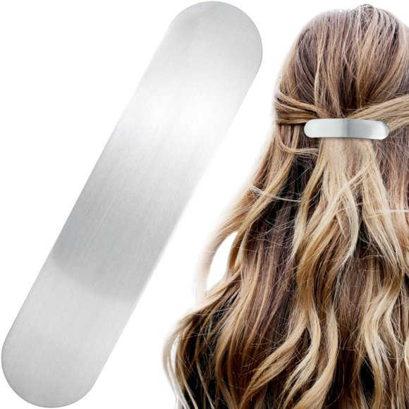 Hinzic-pasador de pelo plateado de 3 pulgadas para mujer, pinza de pelo grande de Metal, accesorios para el cabello para fiesta de boda francesa Vintage, pelo largo y grueso