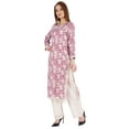 thumbnail image 3 of Moomaya Indian Rayon Kurta For Women Printed A-Line Kurti Lace Designer Ethnic Wear Shirt, 3 of 7